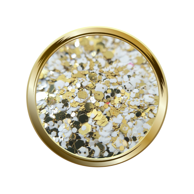 Paillettes libre pour le nail art forme mix blanc et doré