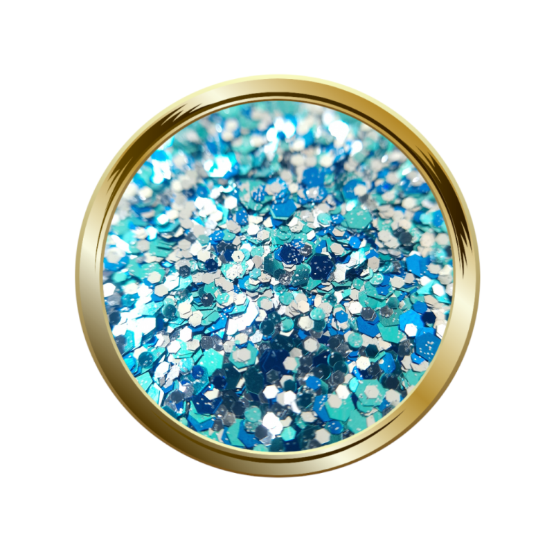 Paillettes libres pour le nail art forme mix bleu et blanc