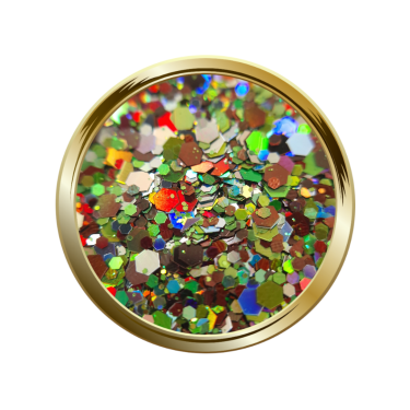 Paillettes libres pour le nail art forme mix vert marron et argenté