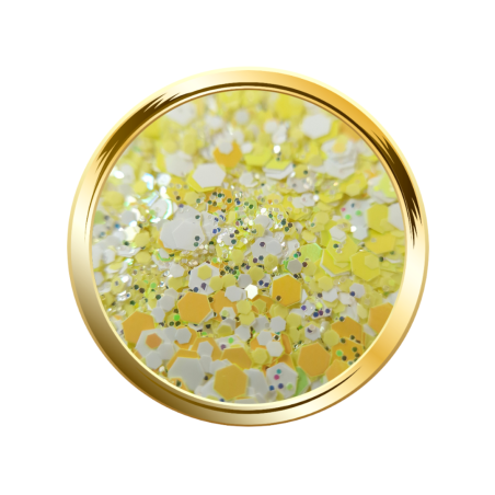Paillettes libres pour le nail art forme mix jaune néon et blanc
