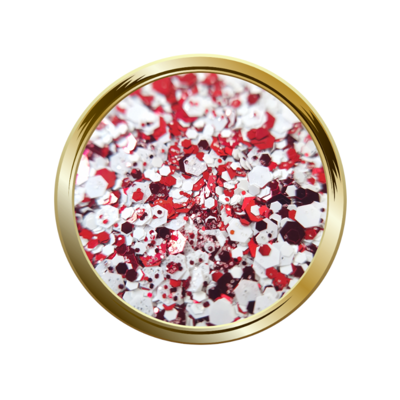 Paillettes libres pour le nail art forme mix blanc et rouge