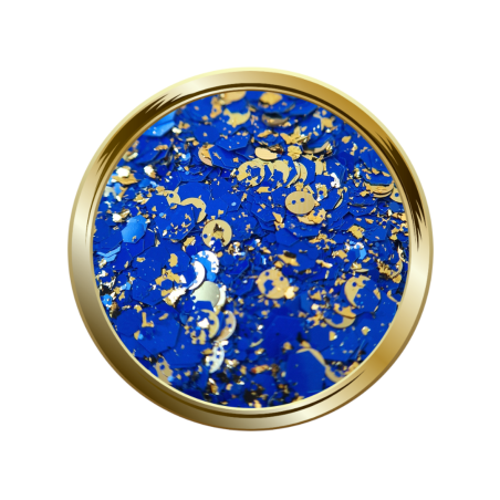 Paillettes et pigment libre pour le nail art forme mix bleu électrique et or