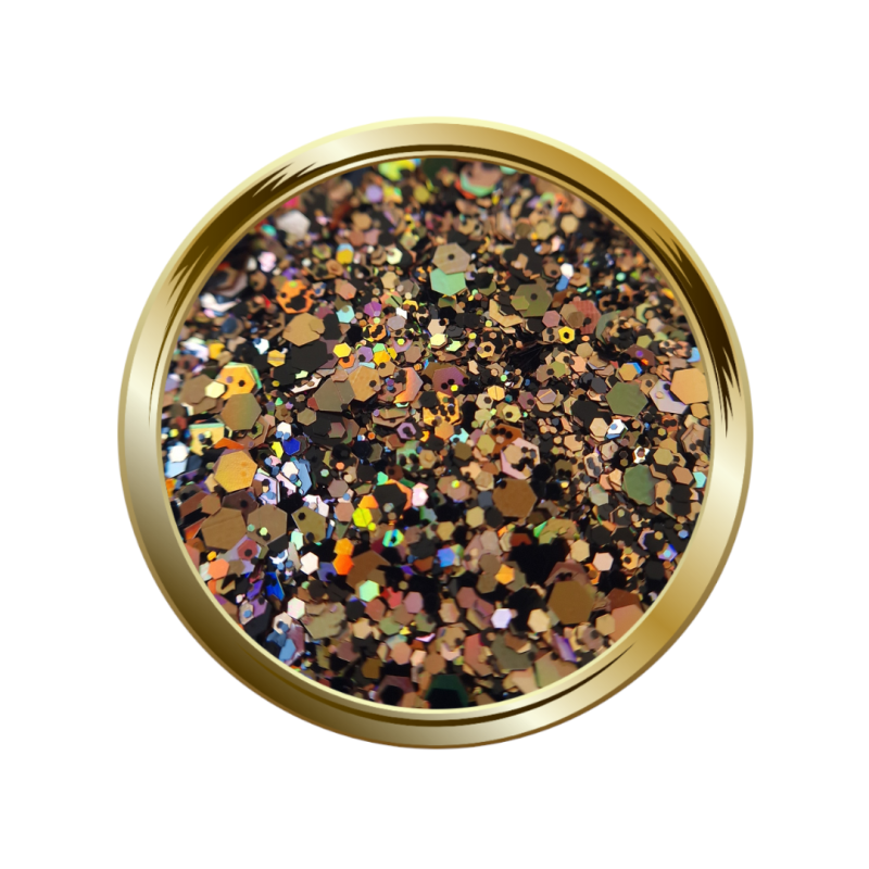 Paillettes libres pour le nail art forme mix noir et doré