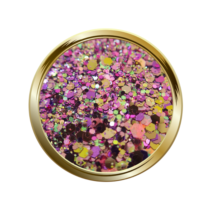 Paillettes libres pour le nail art forme mix or et violet