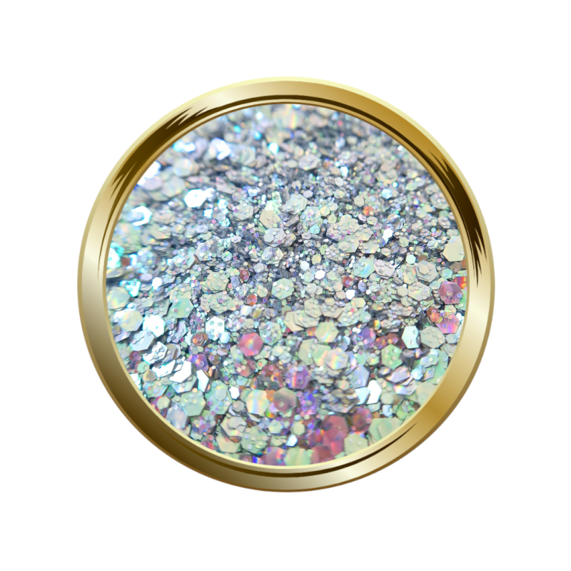 paillettes libres pour le nail art forme mix argent irisé vert et rose