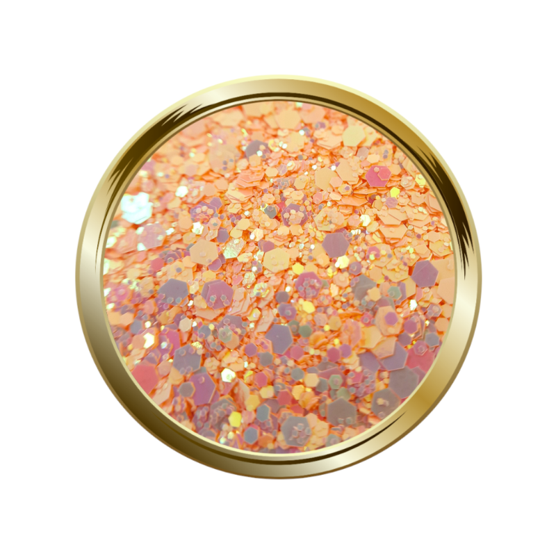 Paillettes libres pour le nail art forme mix orange irisé doré