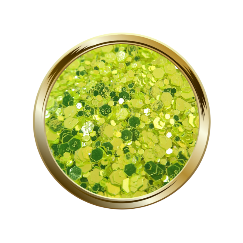 Paillettes libres pour le nail art forme mix néon jaune vert