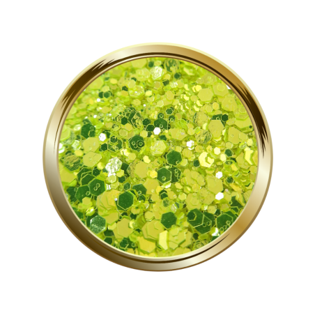 Paillettes libres pour le nail art forme mix néon jaune vert