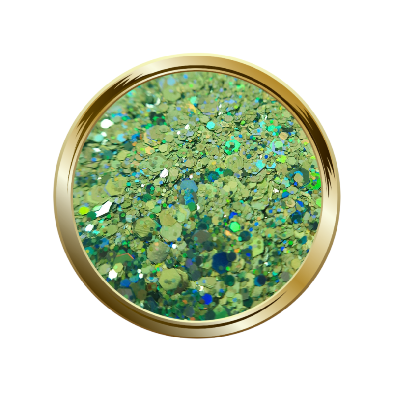 Paillettes libres pour le nail art forme mix vert holographique