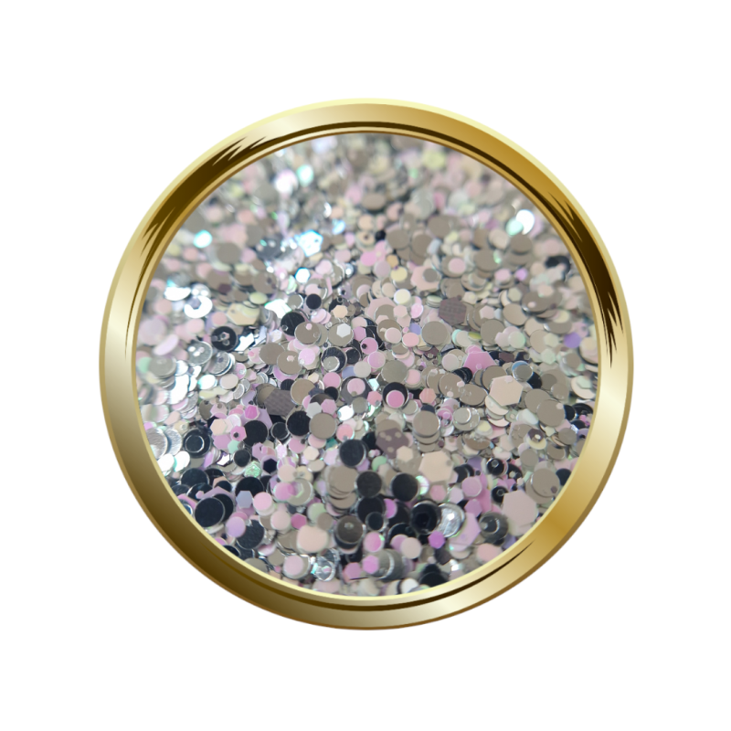 Paillettes libres pour le nail art forme mix argenté et rose pastel