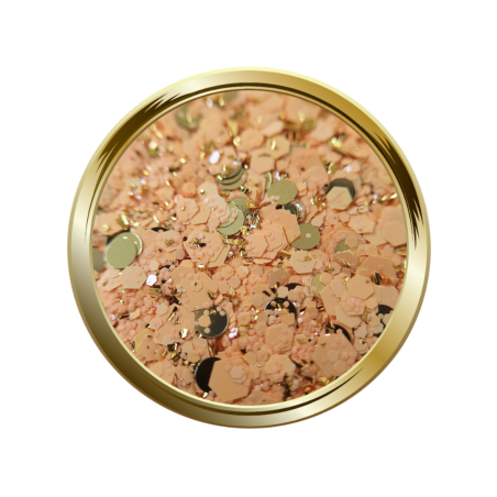 Paillettes et pigment forme mix nude et or