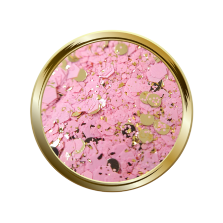 Paillettes et pigments forme mix rose pastel et or