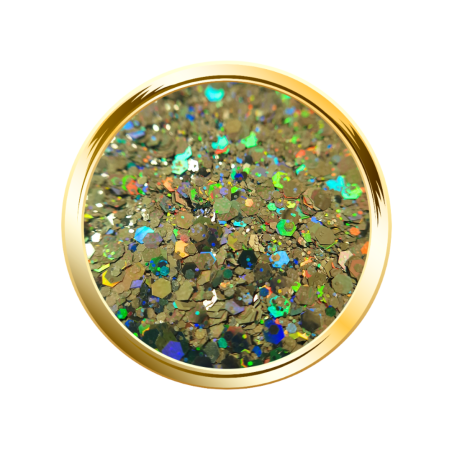 Paillettes libres pour le nail art forme mix kaki holographique