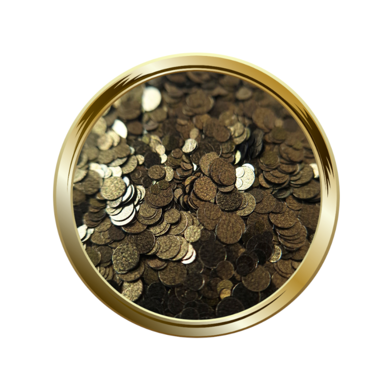 Paillettes libres pour le nail art forme ronde kaki bronze satiné