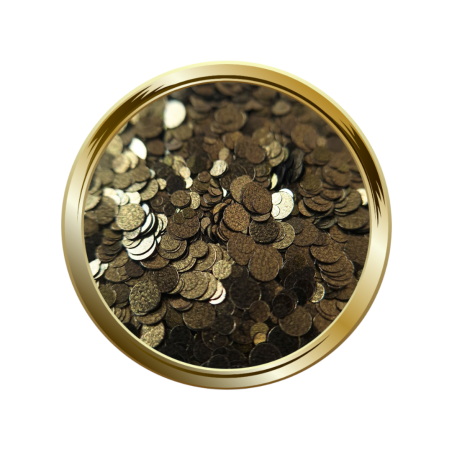 Paillettes libres pour le nail art forme ronde kaki bronze satiné