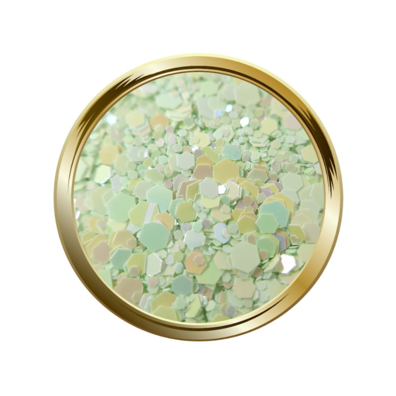 Paillettes libres pour le nail art forme mix vert pastel