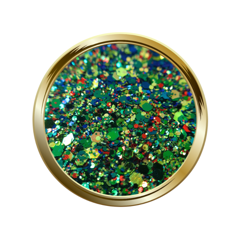Paillettes libre pour le nail art forme mix vert et rouge