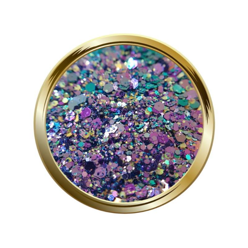 Paillettes libres pour le nail art forme mix parme turquoise et doré