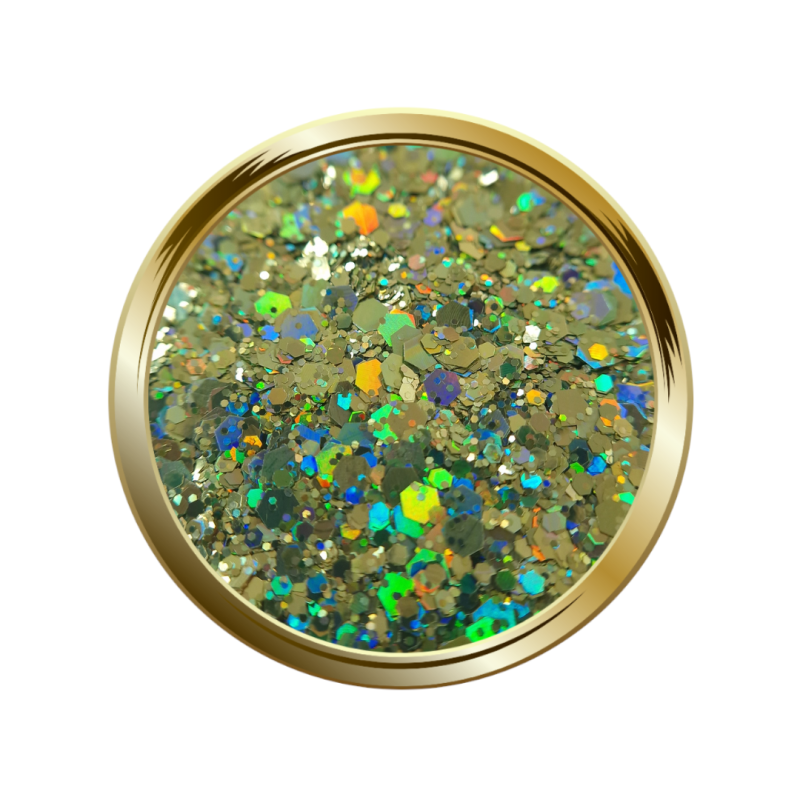 Paillettes libres pour le nail art kaki holographique