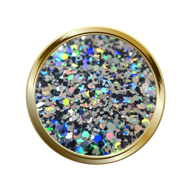 Paillettes libres pour le nail art forme mix argenté et noir