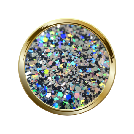 Paillettes libres pour le nail art forme mix argenté et noir