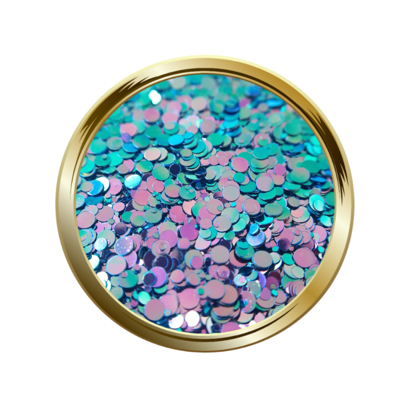 Paillettes libres pour le nail art forme ronde turquoise et violet