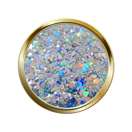 Paillettes libres pour le nail art forme mix argent holographique