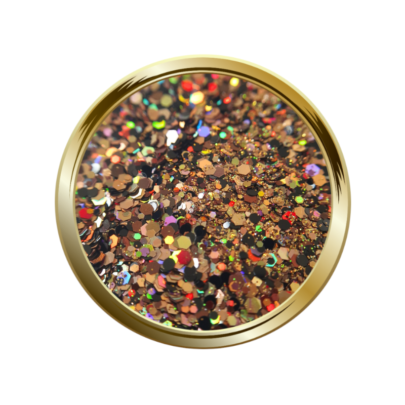 Paillettes libres pour le nail art forme mix marron cuivré et noir