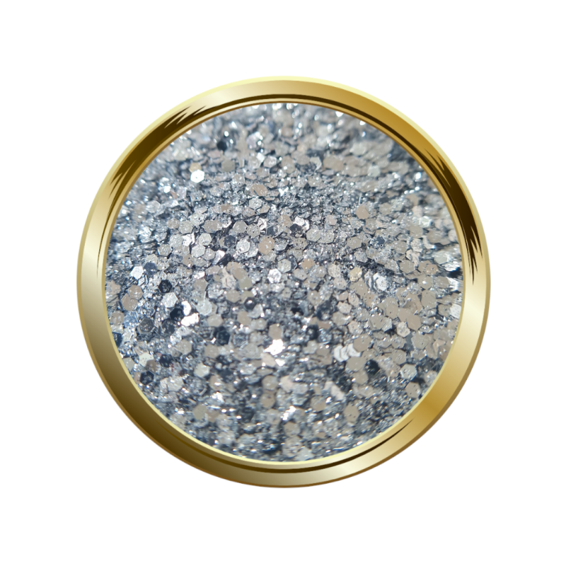 Paillettes libres pour le nail art forme mix argenté