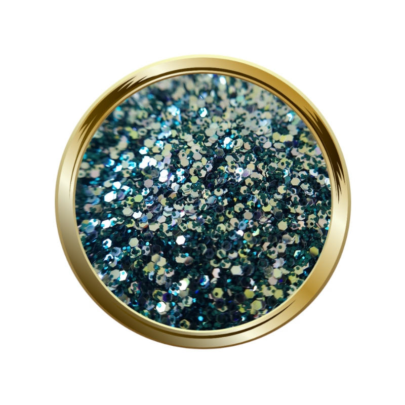Paillettes libres pour le nail art forme mix vert bouteille et doré