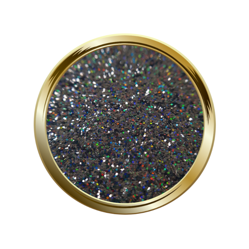 Paillettes fine pour le nail art noir charbon holographique
