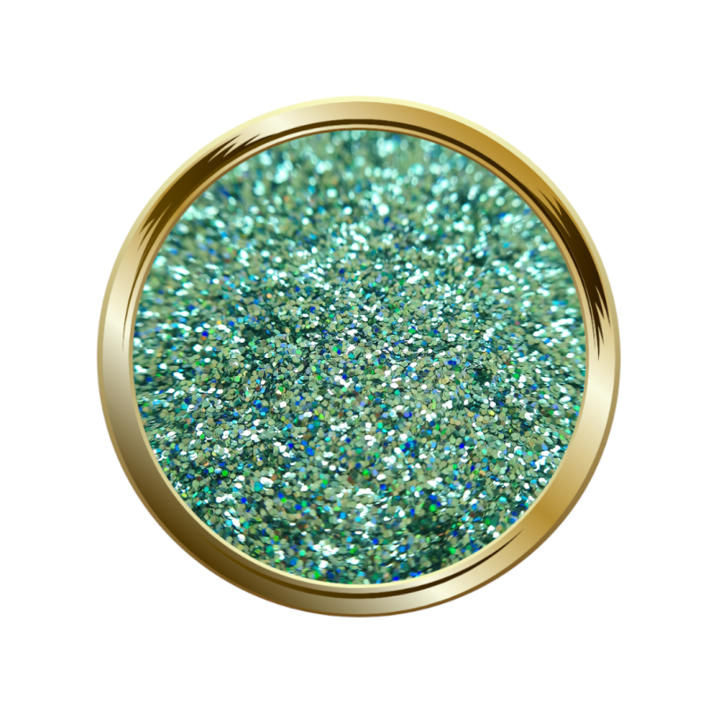 Paillettes fines pour le nail art vert holographique