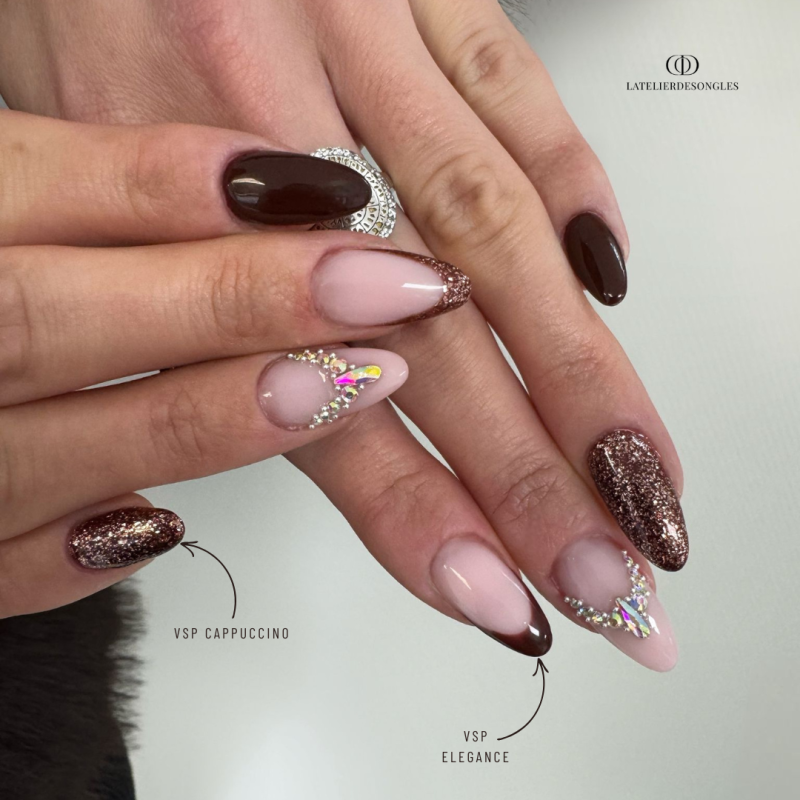 Pose amande avec le vernis semi permanent Cappuccino