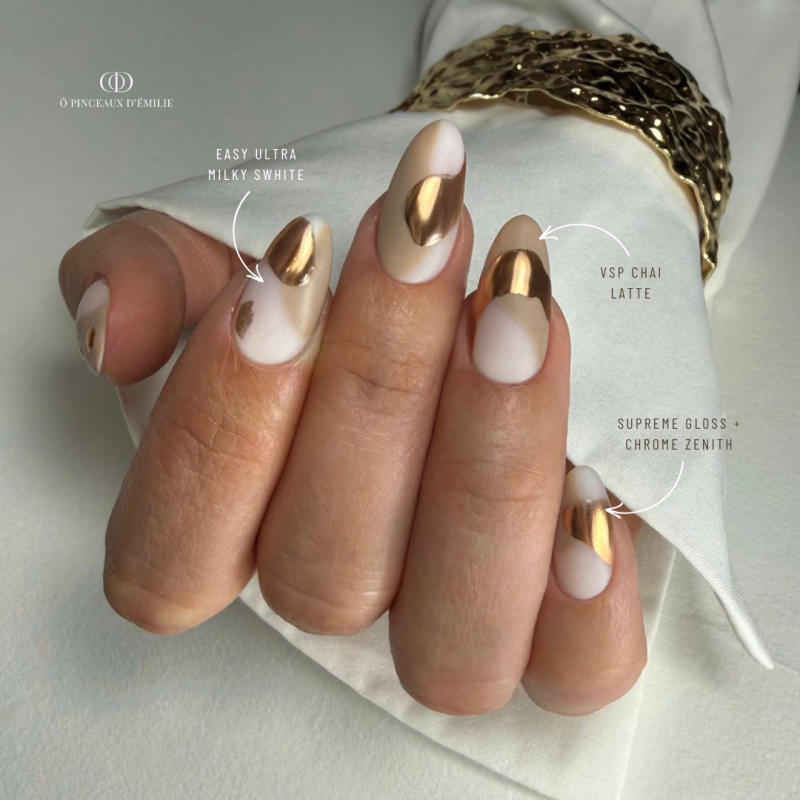 Pose en amande avec le vernis semi permanent Chai Latte