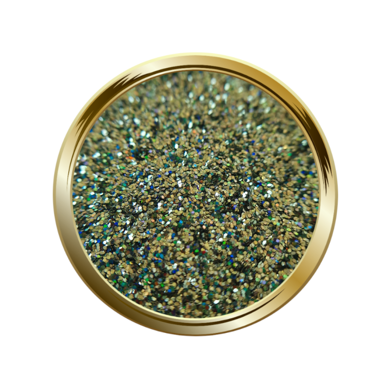 Paillettes fines pour le nail art kaki holographique