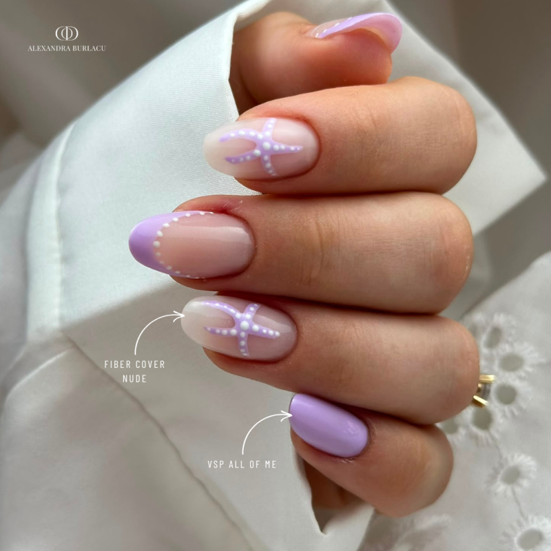 Pose d'ongles en amandes avec le vernis semi permanent All Of Me violet pastel