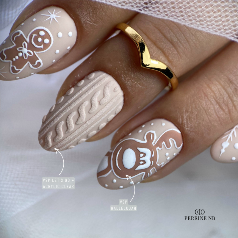 Pose d'ongles en amandes avec le vernis semi permanent Let' Go, crème