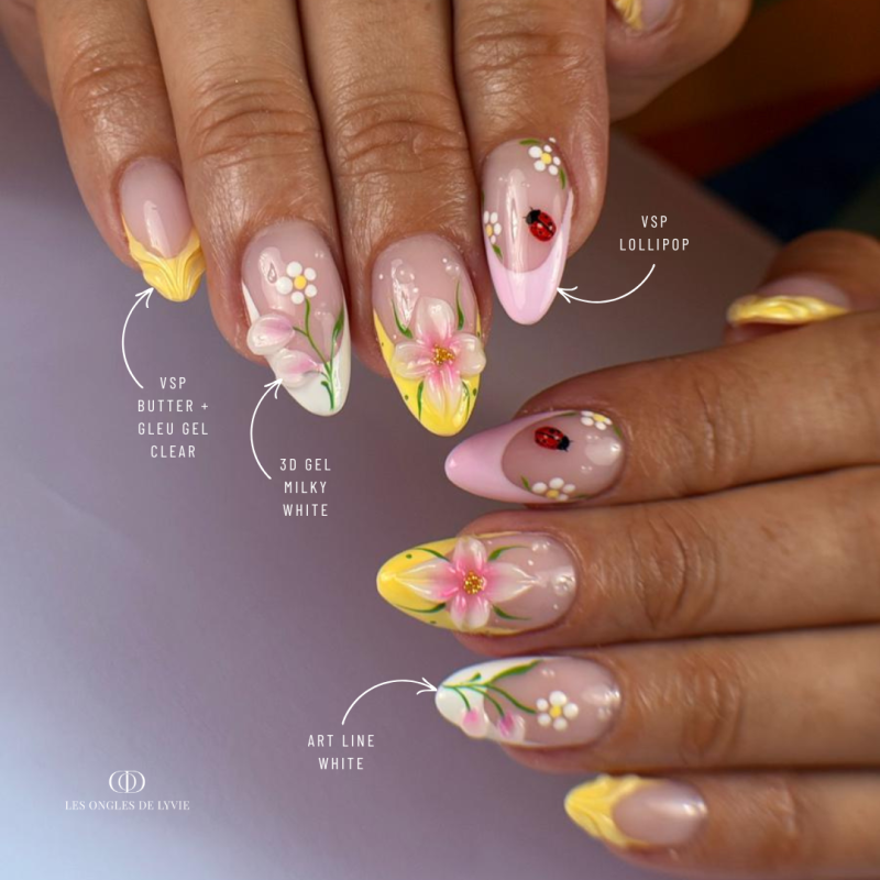 Pose en amandes avec le vernis semi permanent Lollipop, rose parme pastel