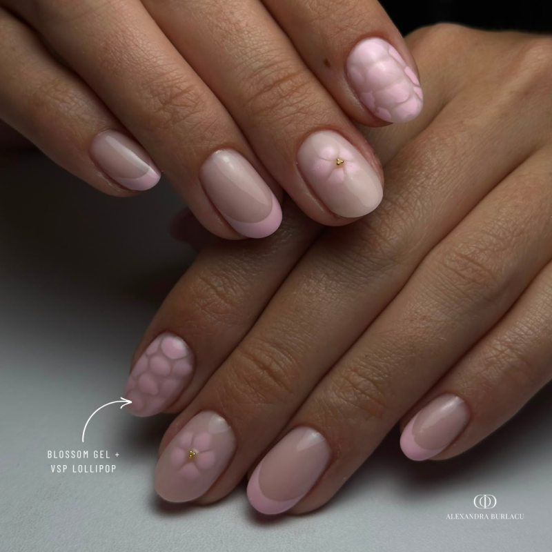 Pose ovale avec le vernis semi permanent Lollipop, rose parme pastel