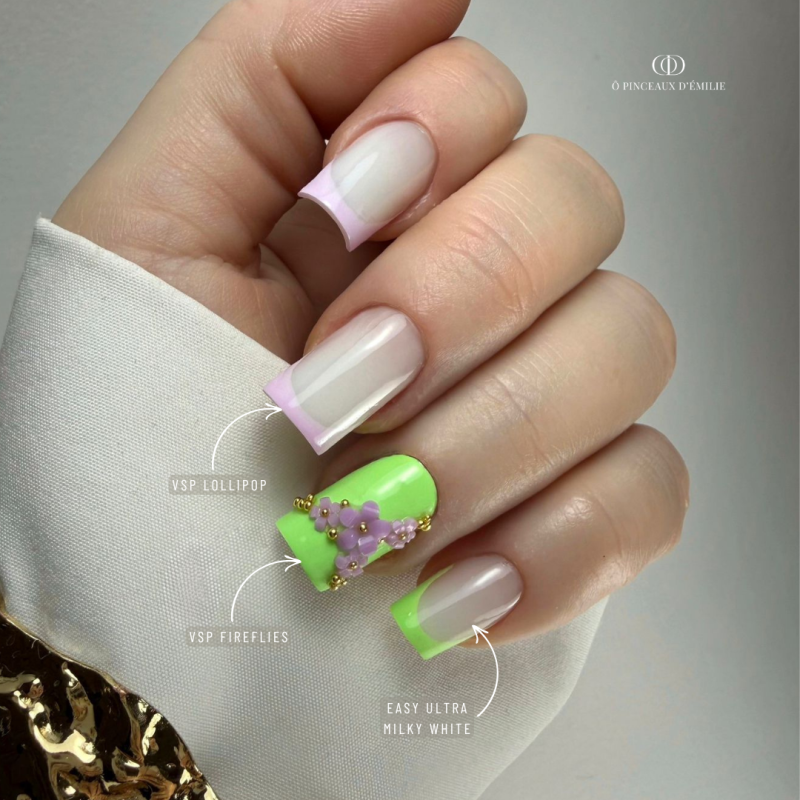 Pose carrée avec le vernis semi permanent Lollipop, rose parme pastel
