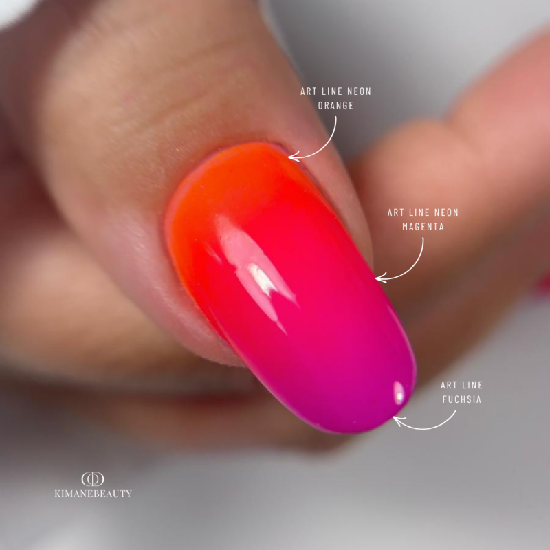 Pose d'ongles en amandes avec le gel paint Art Line Neon Magenta