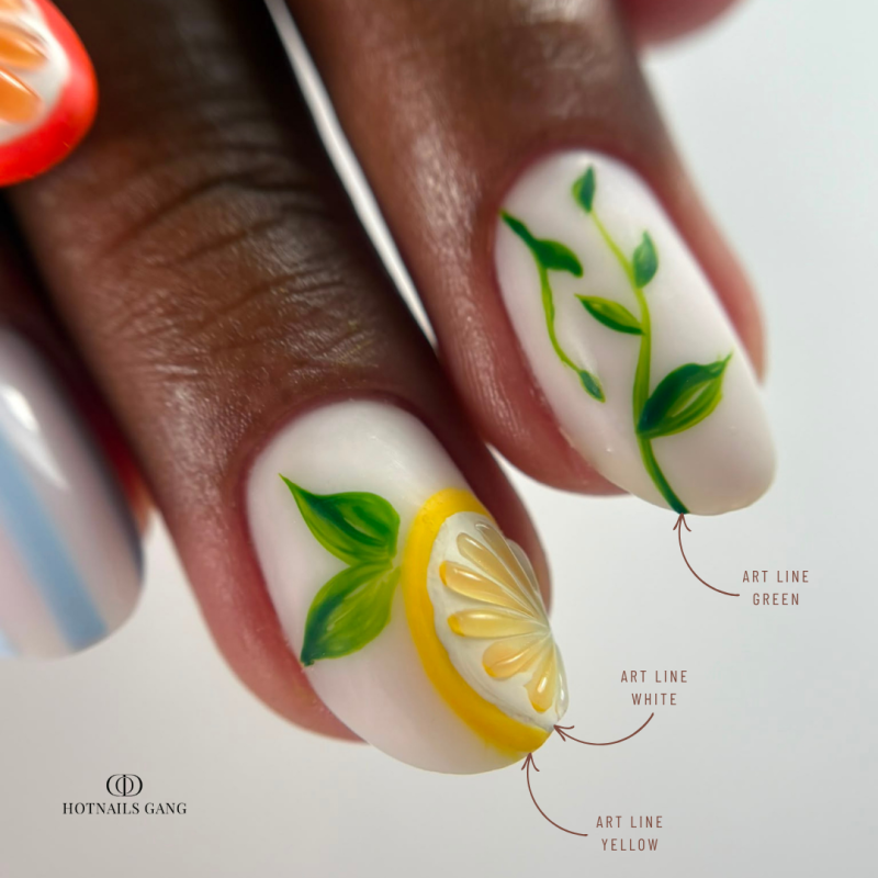 Pose d'ongles avec le gel Paint Art Line Green