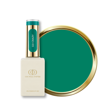 Flacon et pastille du vernis semi permanent Go Crazy, vert menthe