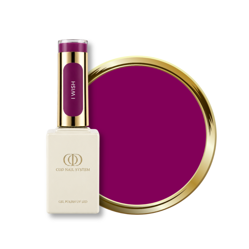 Flacon et pastille du vernis semi permanent I Wish, fuchsia