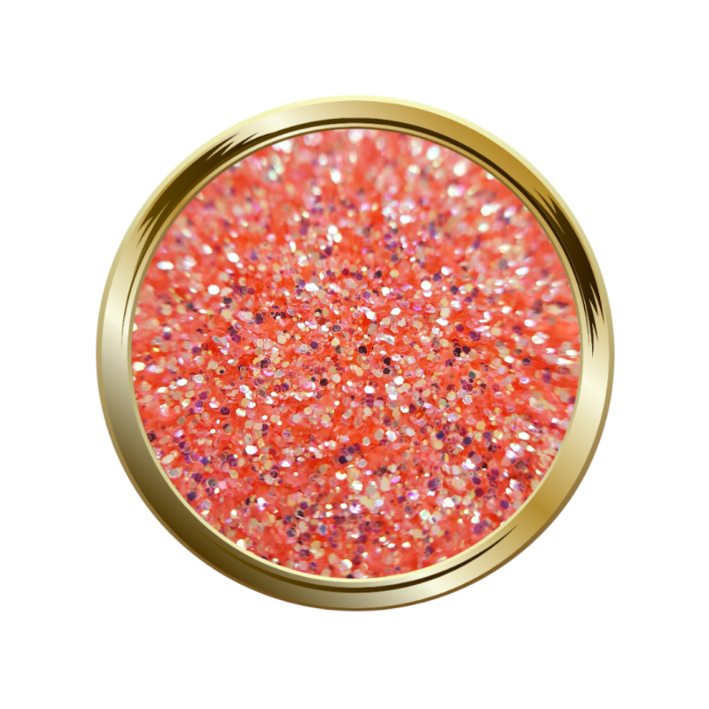 Paillettes fine pour le nail art rose orangé doré