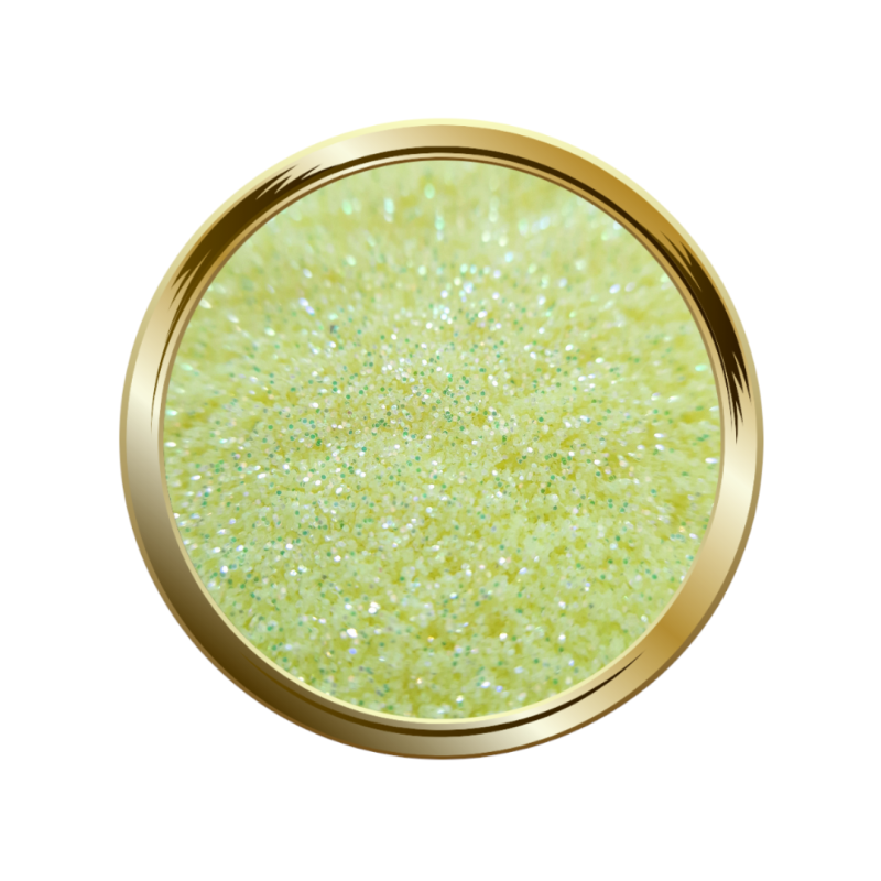 Paillettes fines pour le nail art jaune pastel irisé