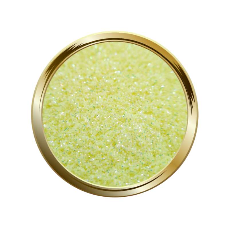 Paillettes fines pour le nail art vert jaune pastel irisé