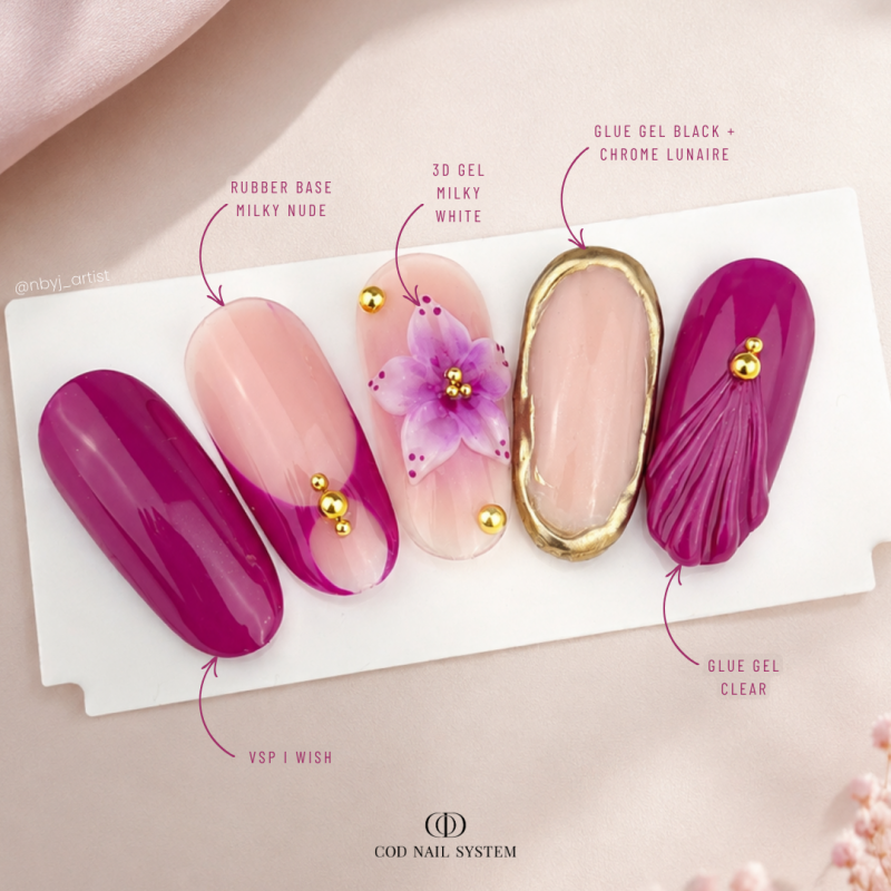 Capsules d'ongles avec le vernis semi permanent I Wish, fuchsia