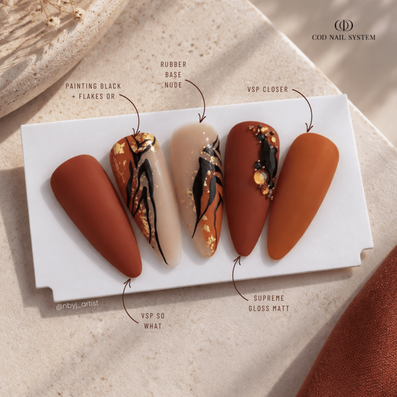 Caspules d'ongles avec le vernis semi permanent So What, orange brique
