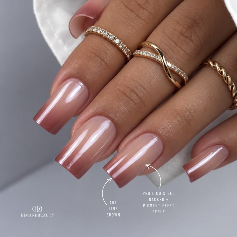 Pose d'ongles carrée avec le Pigment Effet Perle